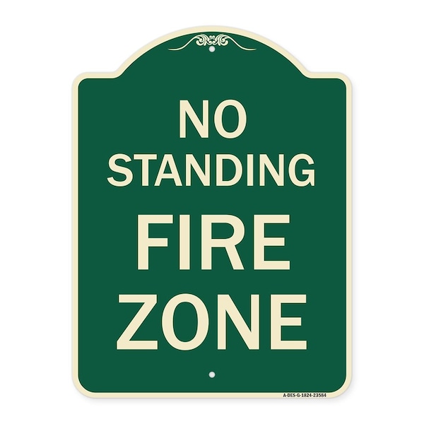 No Standing Fire Zone Heavy-Gauge Aluminum Architectural Sign, 24" x 18", G-1824-23584